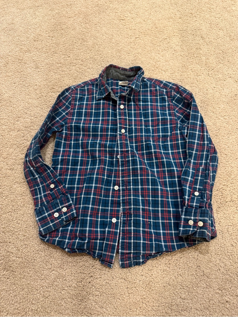 Crewcuts Factory Boys Blue and Red Plaid Cotton Button-Down Shirt Size 6/7